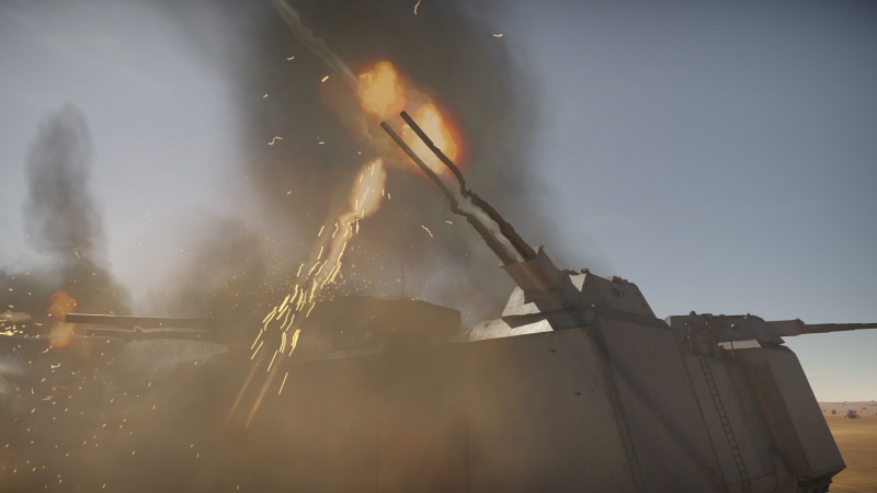File:Landkreuzer P. 1000 Ratte AA Turret firing.jpg